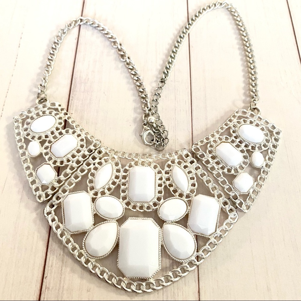 White Statement Necklace - image 1